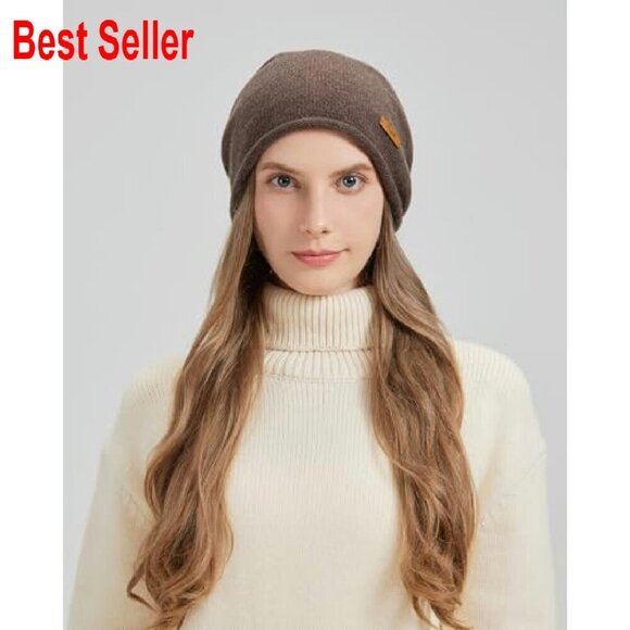 Merino Wool Slouchy Beanie Warm Winter Cap Cozy Stretchy Knitted Skull main image 4